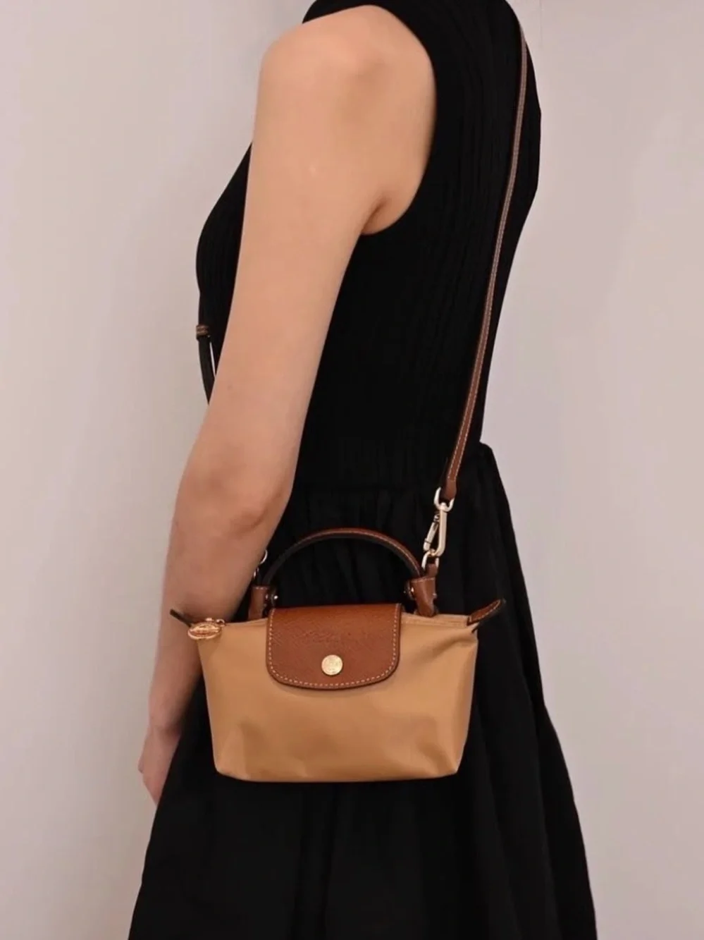 NWT Longchamp Mini Crossbody Bag in Camel with Brown